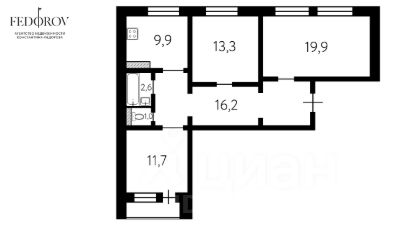 3-комн.кв., 75 м², этаж 14