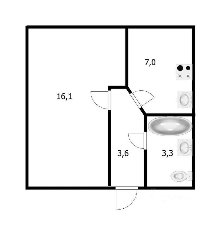 Продажа однокомнатной квартиры 30м² ул. Лени Голикова, 27, Санкт ...