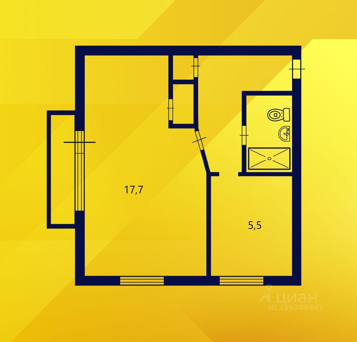 Купить однокомнатную квартиру 31.2м² ул. Ленсовета, 73к1, Санкт ...