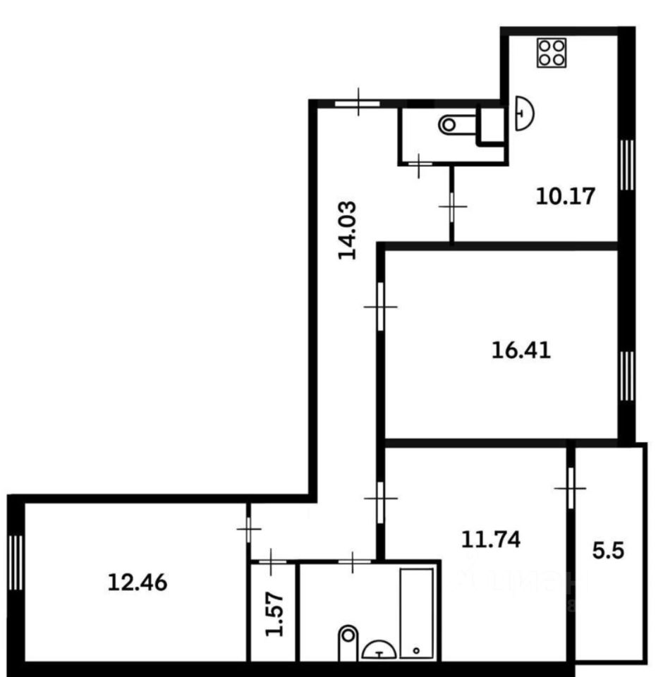 Продажа трехкомнатной квартиры 71,8м² ул. Летчика Пилютова, 44к1,  Санкт-Петербург, м. Проспект Ветеранов - база ЦИАН, объявление 302208847