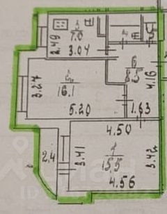 2-комн., 51 м², 5/16 этаж