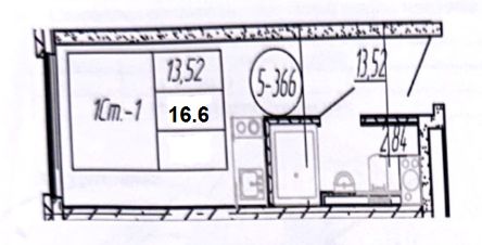 апарт.-студия, 17 м², этаж 11