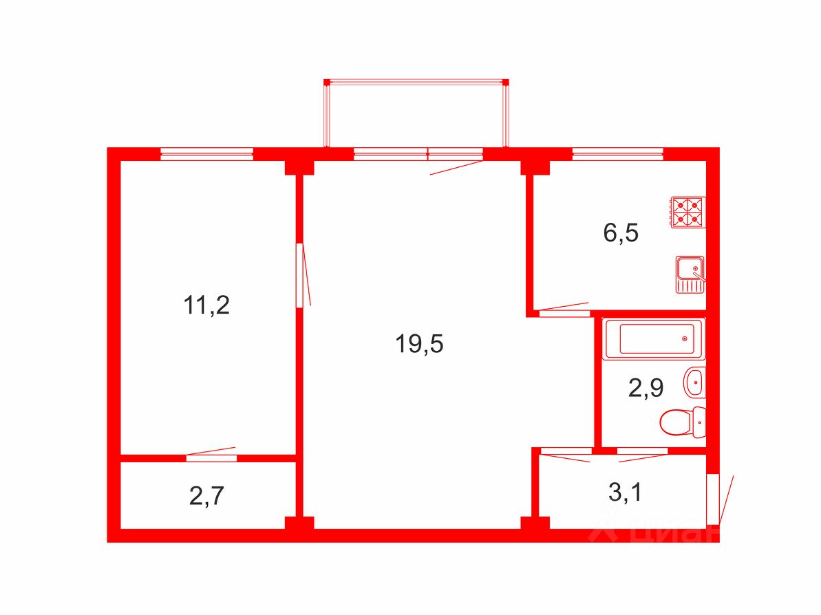 Продажа двухкомнатной квартиры 46,5м² ул. Софьи Ковалевской, 16К3,  Санкт-Петербург, м. Академическая - база ЦИАН, объявление 301570285