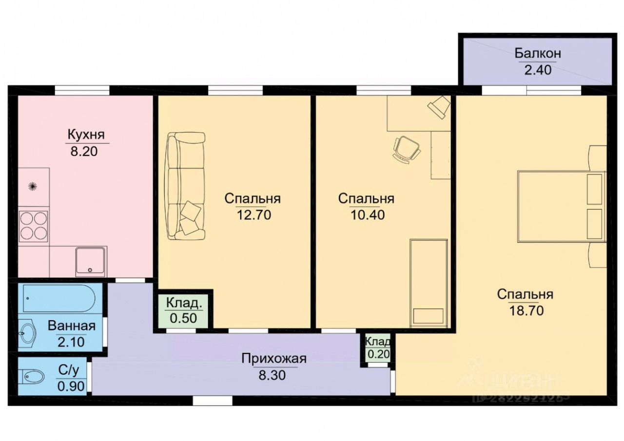 Купить трехкомнатную квартиру 62,1м² ул. Замшина, 31К3, Санкт-Петербург, м.  Лесная - база ЦИАН, объявление 282292125