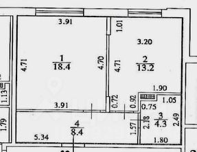 1-комн.кв., 44 м², этаж 4