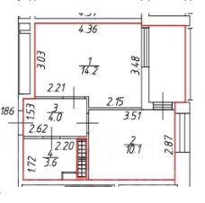 1-комн.кв., 32 м², этаж 4