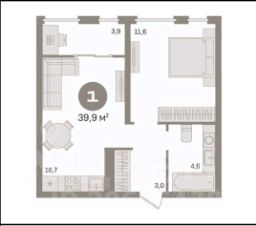 2-комн.кв., 40 м², этаж 4