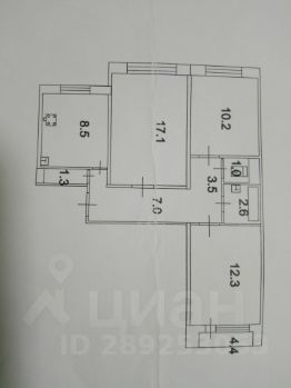 3-комн.кв., 64 м², этаж 2