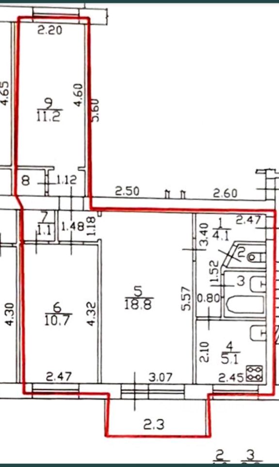 Продажа трехкомнатной квартиры 55.5м² ул. Володарского, 3, Санкт ...