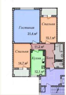 3-комн.кв., 101 м², этаж 7