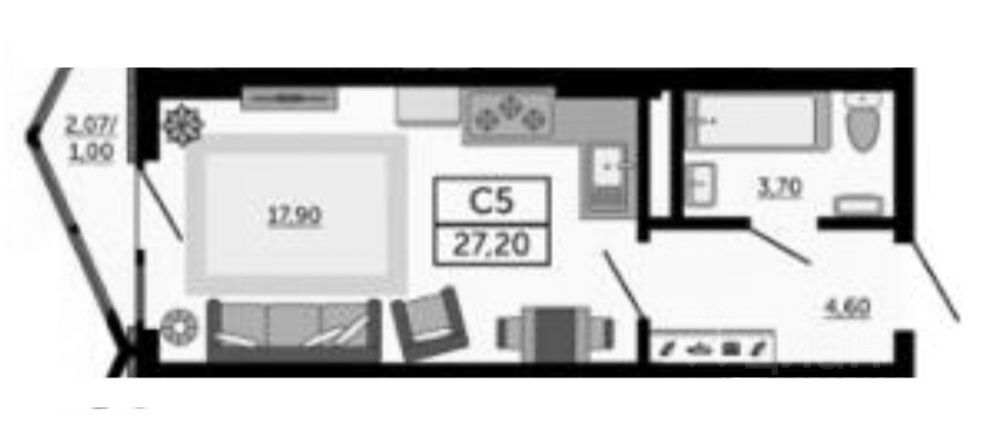 Продаетсястудия,27,6м²