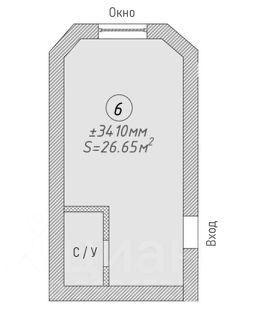 студия, 34 м², этаж 2