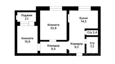 2-комн.кв., 81 м², этаж 5