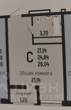 студия, 26 м², этаж 13