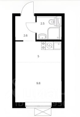 апарт.-студия, 21 м², этаж 6