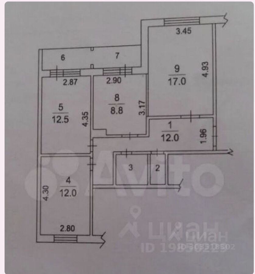 Продается1/8квартиры,70,1/8,8м²