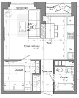 1-комн.кв., 37 м², этаж 10