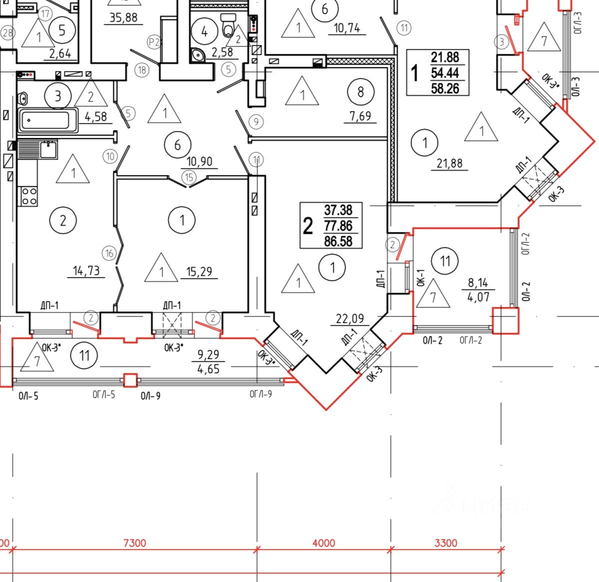 Продажа двухкомнатной квартиры 81,5м² ул. Шукшина, 8, Омск, Омская область,  Старгород микрорайон - база ЦИАН, объявление 296006491