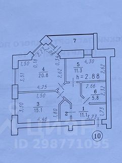 2-комн.кв., 66 м², этаж 4