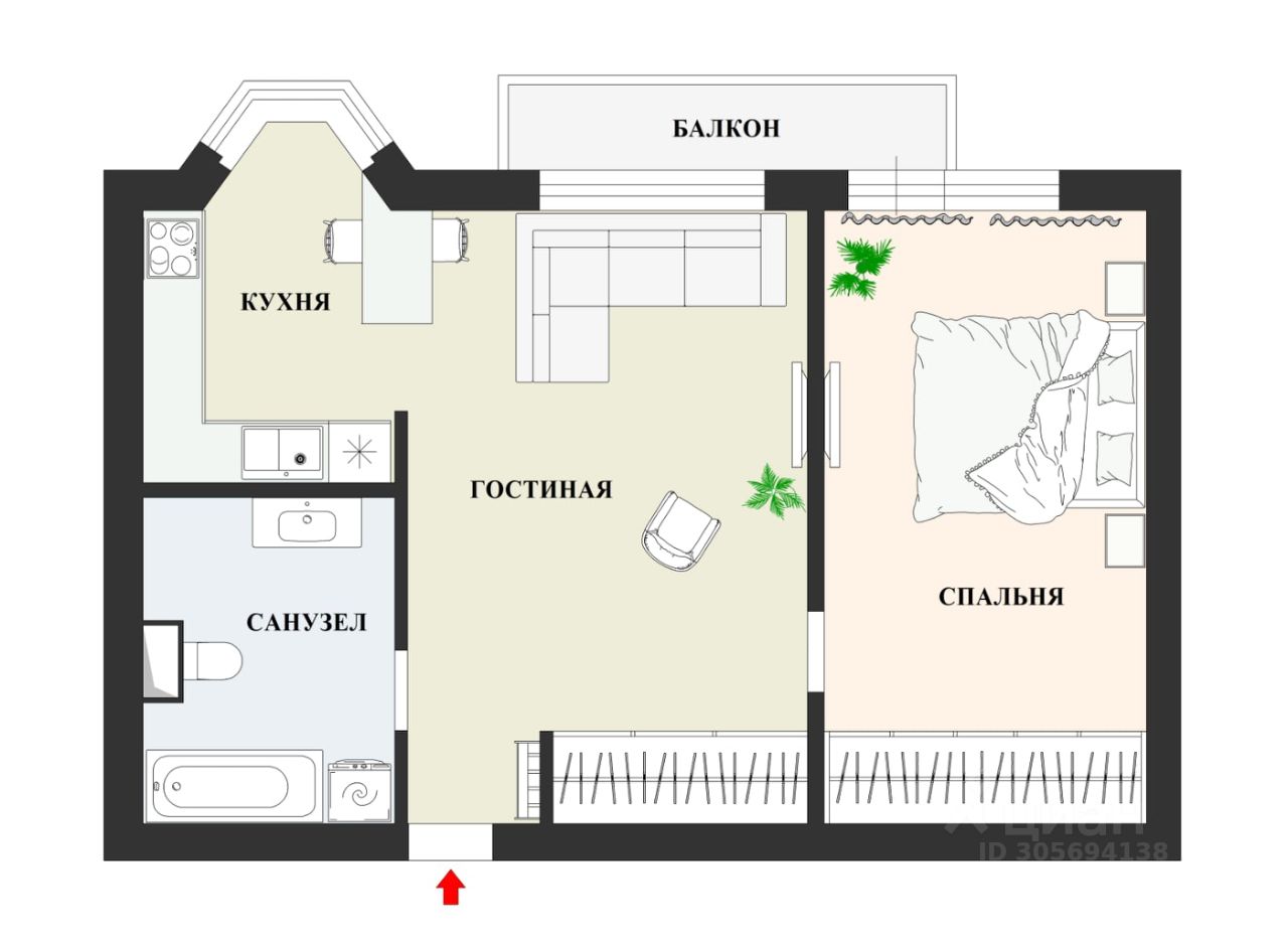 Продается1-комн.квартира,53м²