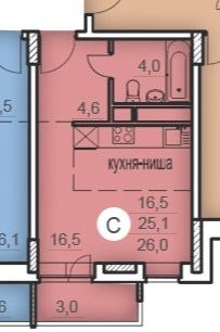 студия, 26 м², этаж 11