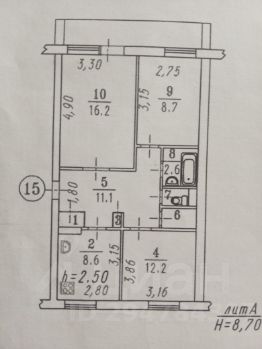 3-комн.кв., 62 м², этаж 3