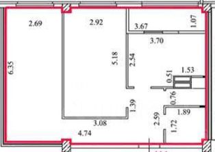 2-комн.кв., 57 м², этаж 6