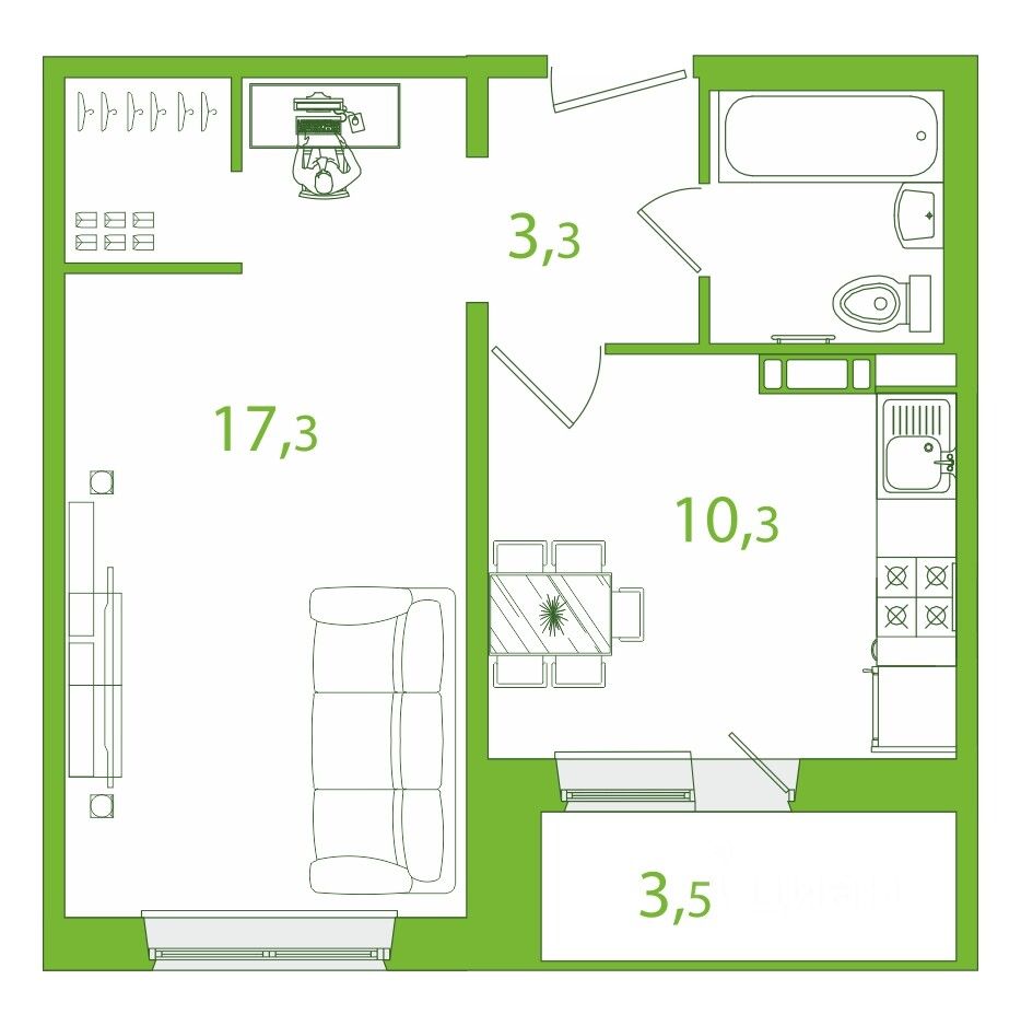 Продается1-комн.квартира,38,04м²