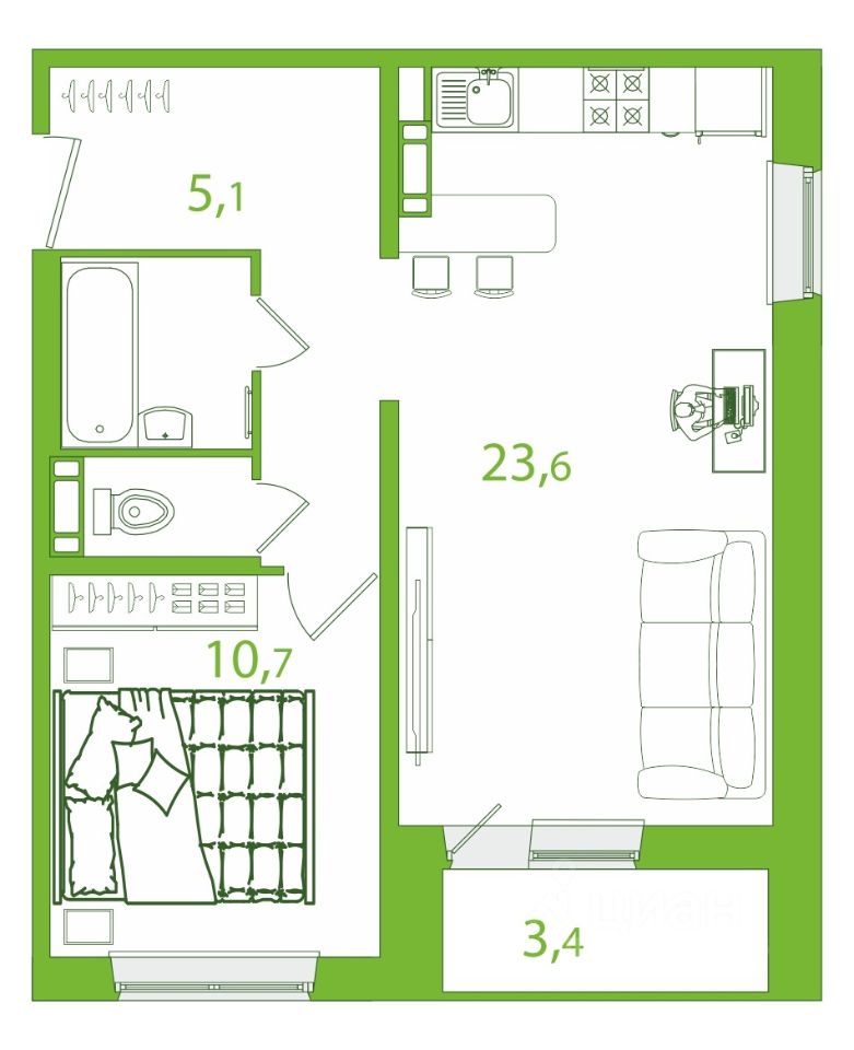 Продается2-комн.квартира,49,15м²