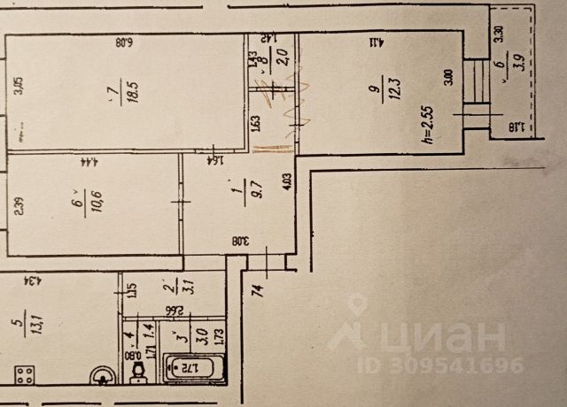 3-комн., 74,9 м², 9/14 этаж