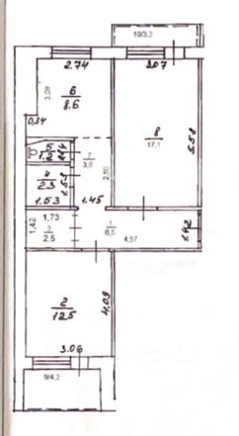 2-комн.кв., 57 м², этаж 9