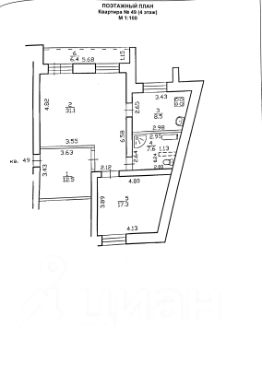 2-комн.кв., 77 м², этаж 4