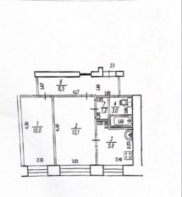 2-комн.кв., 43 м², этаж 1