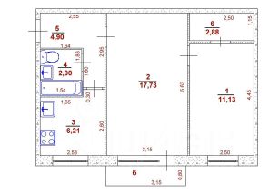 2-комн.кв., 47 м², этаж 3