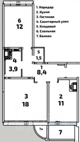 2-комн.кв., 58 м², этаж 10