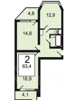 2-комн.кв., 63 м², этаж 5