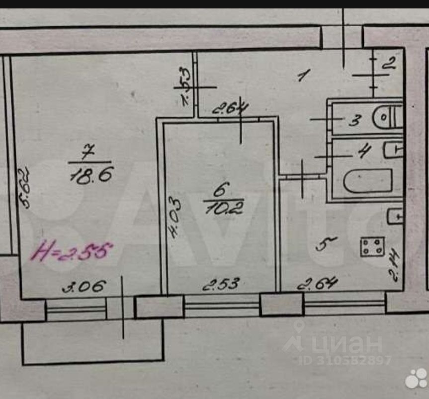 Продается2-комн.квартира,44,5м²