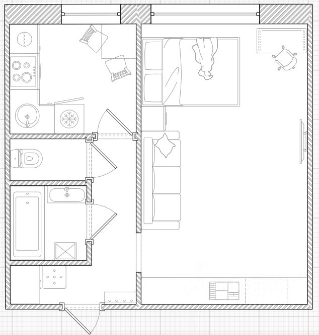 1-к кв. Воронежская область, Воронеж ул. Ломоносова, 114/17 (33.5 м²)