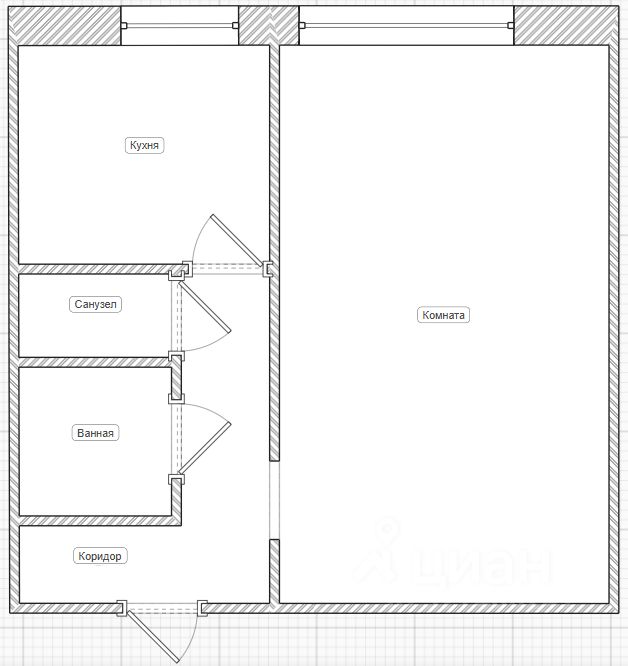 1-к кв. Воронежская область, Воронеж ул. Ломоносова, 114/17 (33.5 м²)