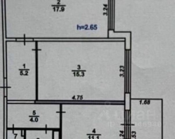 2-комн., 57,7 м², 7/17 этаж
