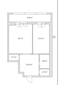 1-комн.кв., 51 м², этаж 23