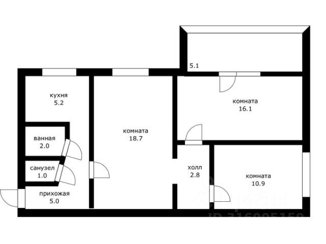 3-комн., 65 м², 1/5 этаж