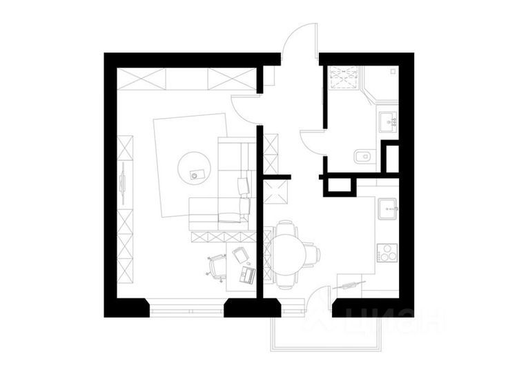 Планировка однокомнатной квартиры 37 Купить однокомнатную квартиру 44м² ул. Гагарина, 159/3, Адыгея респ., Тахтамукай