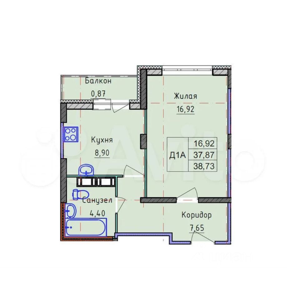 Купить однокомнатную квартиру 37,9м² ул. Брагинская, 18к3, Ярославль,  Ярославская область - база ЦИАН, объявление 299729151