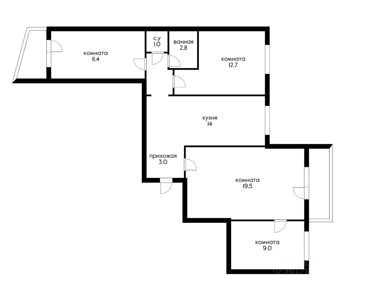 Купить четырехкомнатную квартиру 80м² ул. 70-летия Октября, 34, Краснодар,  Краснодарский край, Юбилейный микрорайон - база ЦИАН, объявление 301788978