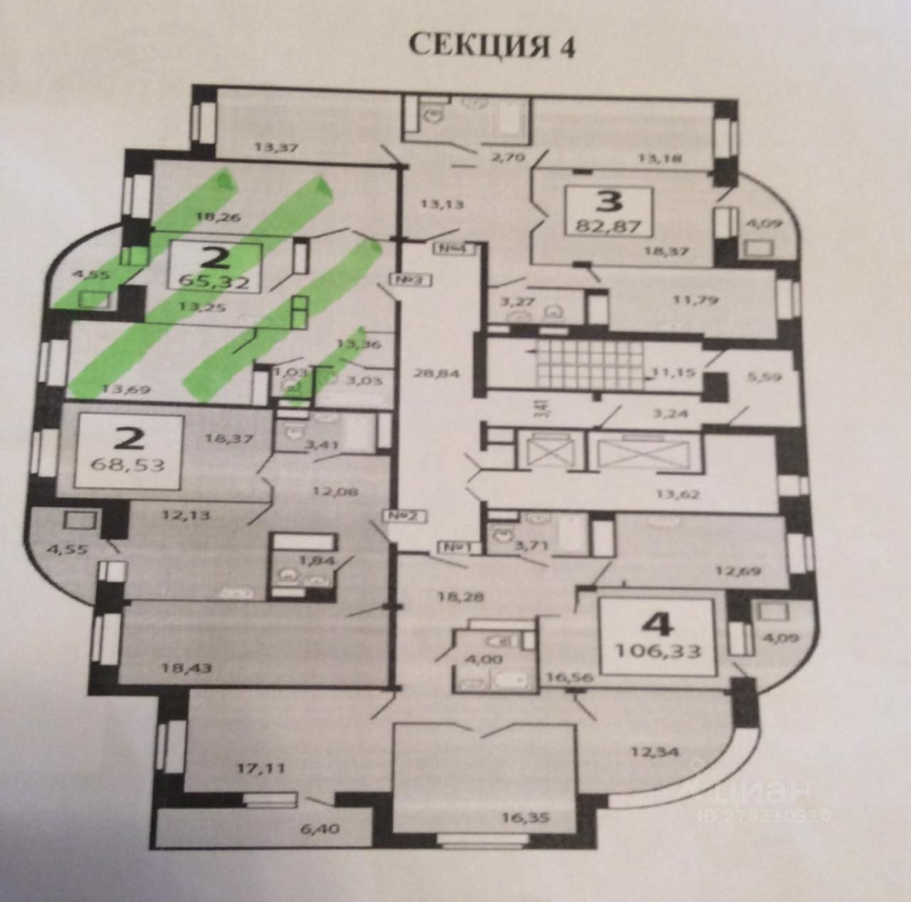 Продажа двухкомнатной квартиры 68,2м² 7, Щербинка, Южный квартал, м.  Остафьево - база ЦИАН, объявление 274110310