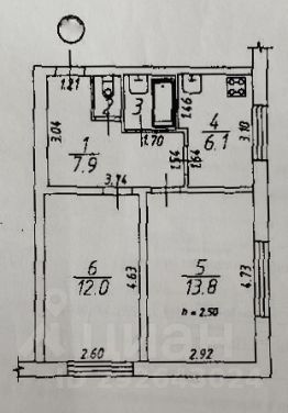 2-комн.кв., 43 м², этаж 1