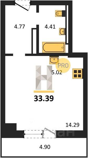 Продается1-комн.квартира,33,39м²