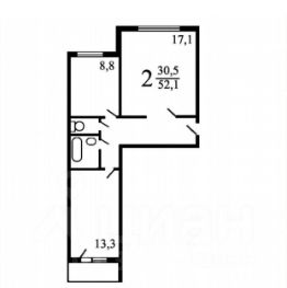 2-комн.кв., 52 м², этаж 5