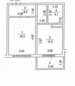 1-комн.кв., 40 м², этаж 8